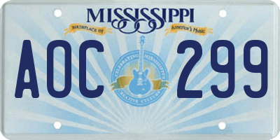 MS license plate AOC299