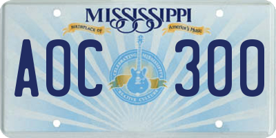 MS license plate AOC300