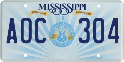 MS license plate AOC304