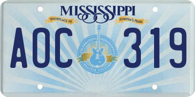 MS license plate AOC319