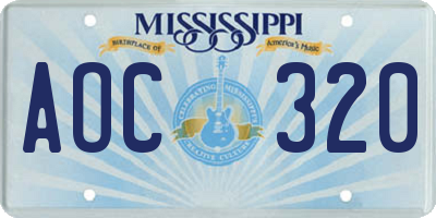 MS license plate AOC320