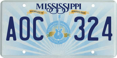 MS license plate AOC324