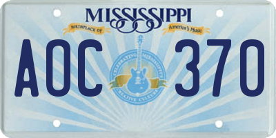MS license plate AOC370