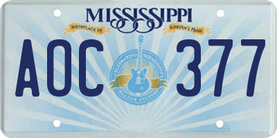 MS license plate AOC377