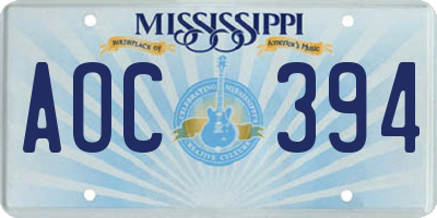 MS license plate AOC394