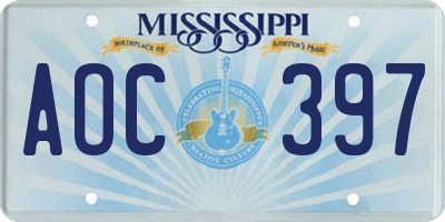 MS license plate AOC397