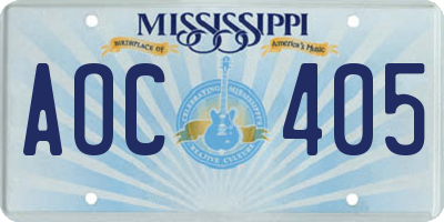 MS license plate AOC405