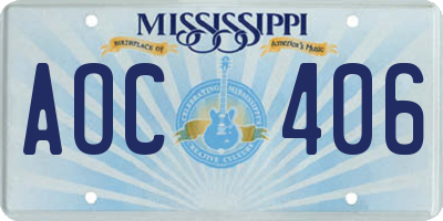 MS license plate AOC406