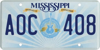 MS license plate AOC408