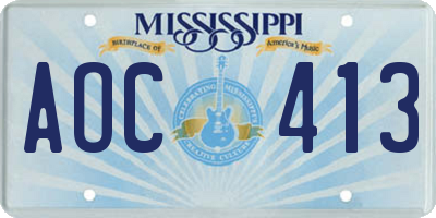 MS license plate AOC413