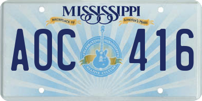 MS license plate AOC416