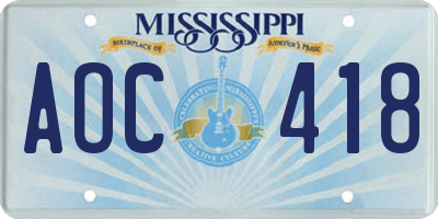 MS license plate AOC418