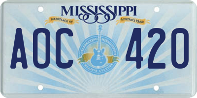 MS license plate AOC420