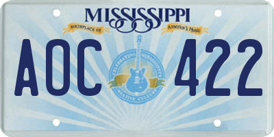 MS license plate AOC422