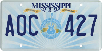 MS license plate AOC427