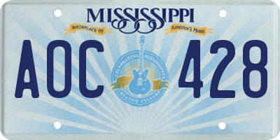 MS license plate AOC428