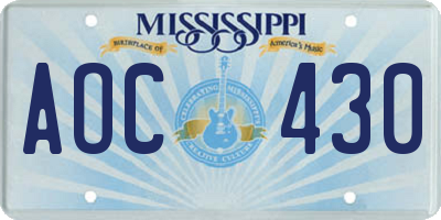 MS license plate AOC430