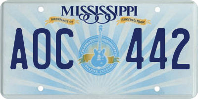 MS license plate AOC442