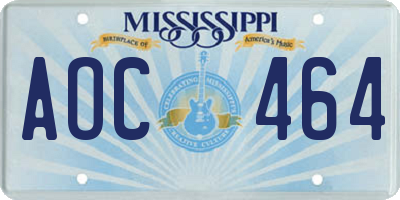 MS license plate AOC464
