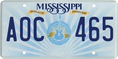 MS license plate AOC465
