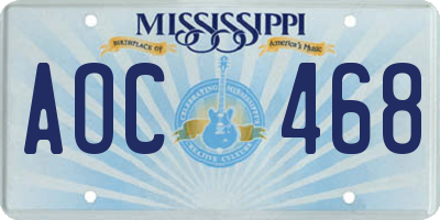 MS license plate AOC468
