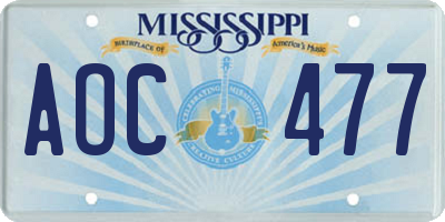MS license plate AOC477
