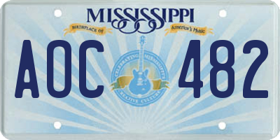 MS license plate AOC482