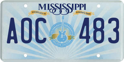 MS license plate AOC483