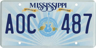 MS license plate AOC487