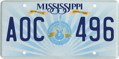 MS license plate AOC496