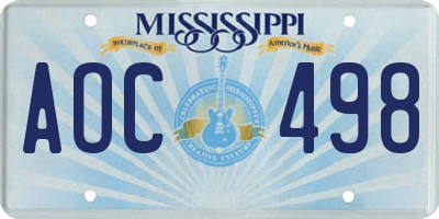 MS license plate AOC498