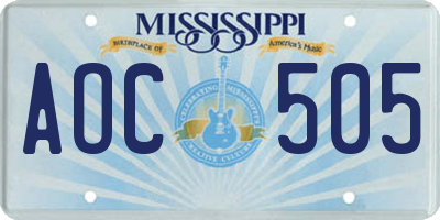 MS license plate AOC505