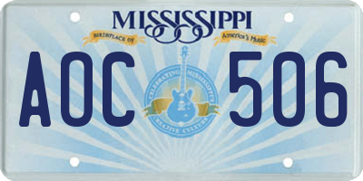 MS license plate AOC506