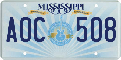 MS license plate AOC508
