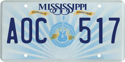 MS license plate AOC517