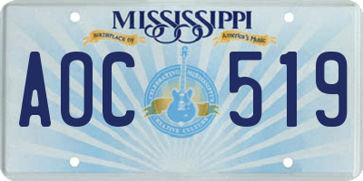 MS license plate AOC519