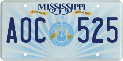 MS license plate AOC525
