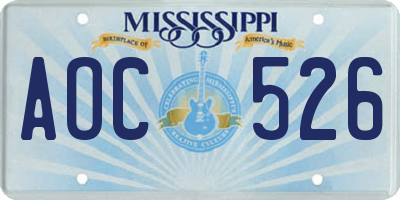 MS license plate AOC526