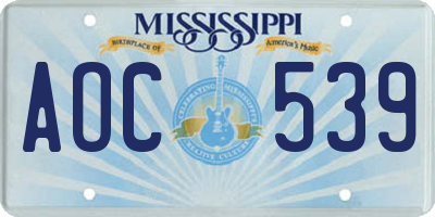 MS license plate AOC539