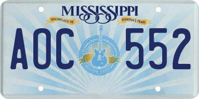 MS license plate AOC552