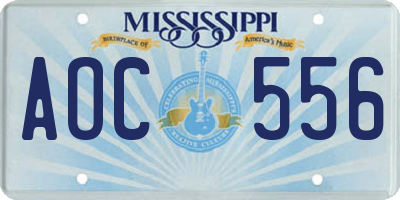 MS license plate AOC556