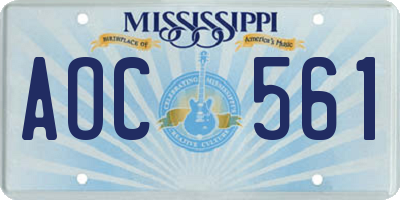 MS license plate AOC561