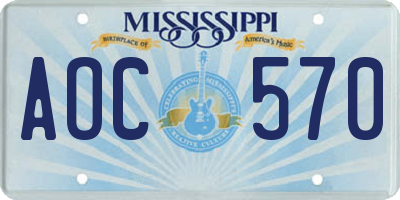 MS license plate AOC570