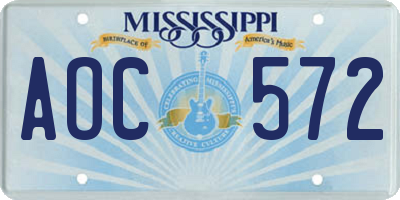 MS license plate AOC572