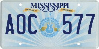 MS license plate AOC577