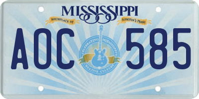 MS license plate AOC585