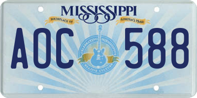MS license plate AOC588