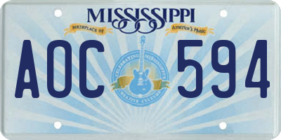 MS license plate AOC594