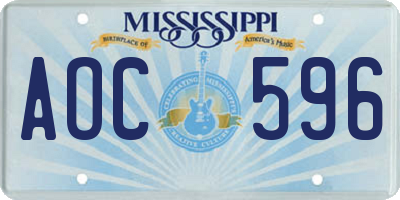 MS license plate AOC596