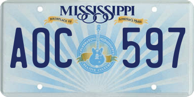MS license plate AOC597